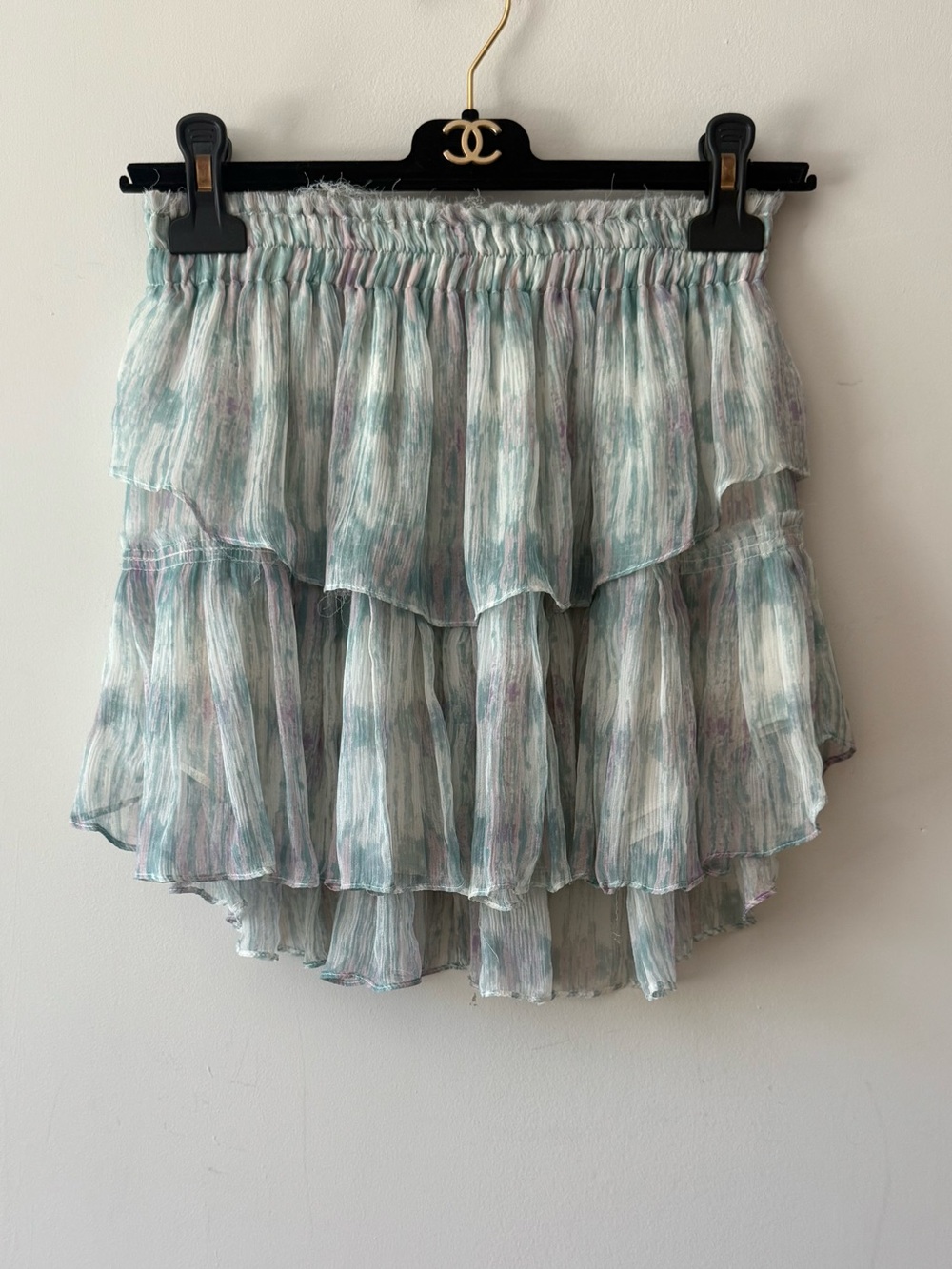 LoveShackFancy NWOT 100% Silk Pastel Ruffle Mini Skirt